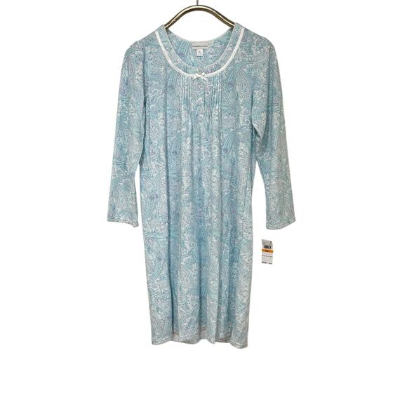 NWT! Miss Elaine Brushed Honeycomb Flannel Paisley Short Nightgown S - Picture 3 of 6